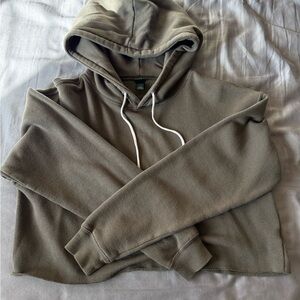 Vintage Olive Green Cropped Hoodie